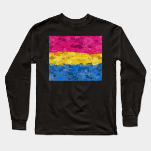 Abstract Paint Splatter Pansexual Pride Flag Pattern Long Sleeve T-Shirt